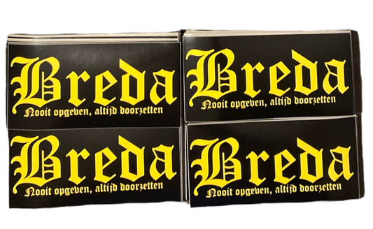 Breda, Klein, Sticker Breda (Geel op zwart) (gemiddeld)
