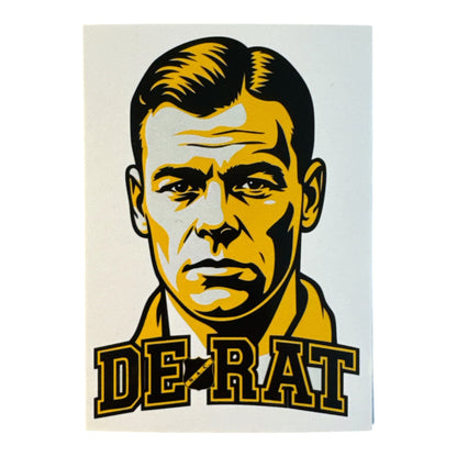NAC Breda sticker met een geel-zwarte illustratie van Rat Verlegh en de tekst "De Rat"